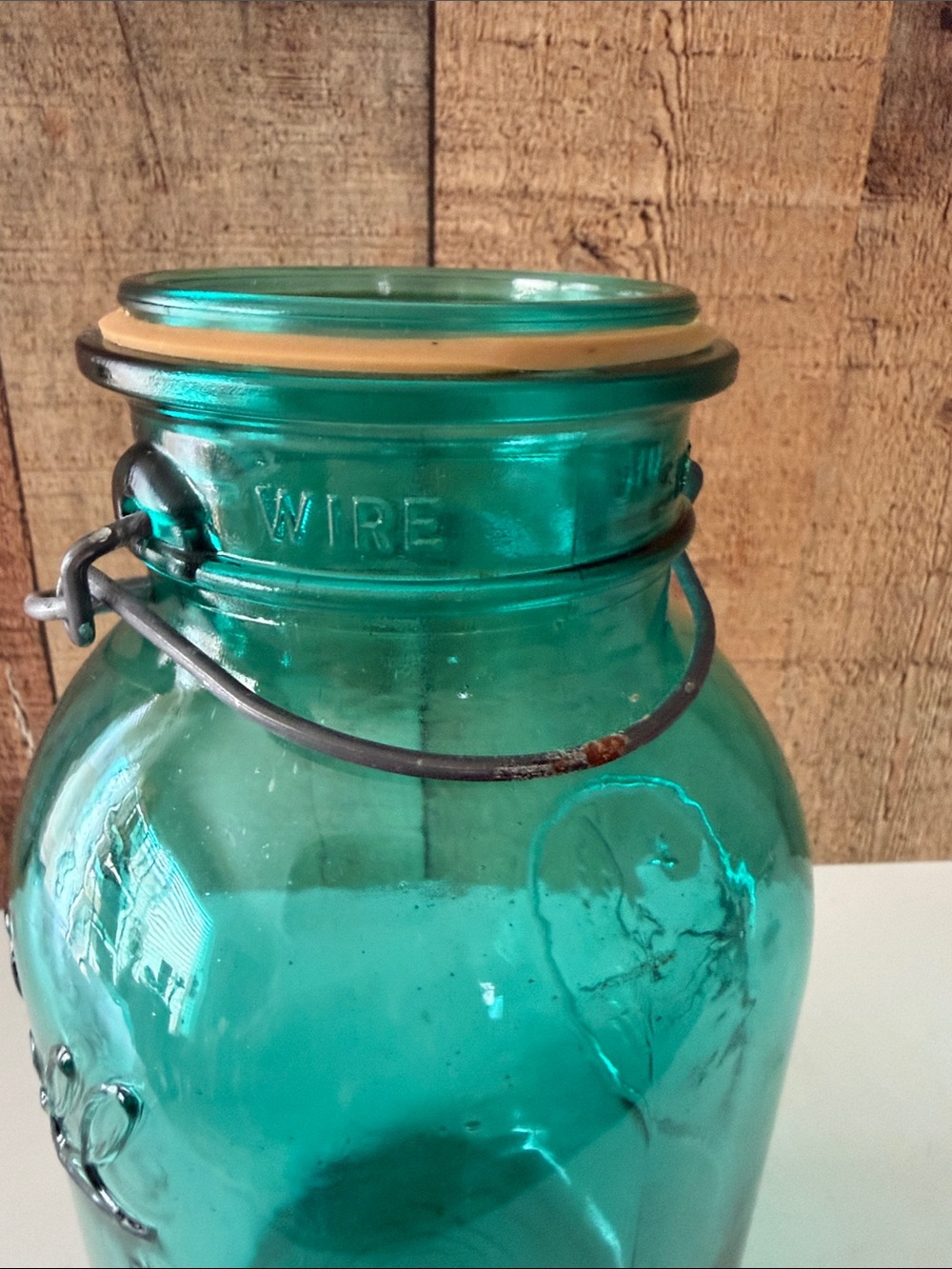 Ball Bicentennial Americana Aqua Glass Mason Jar with Wire Bail NO LID - Picture 6 of 8